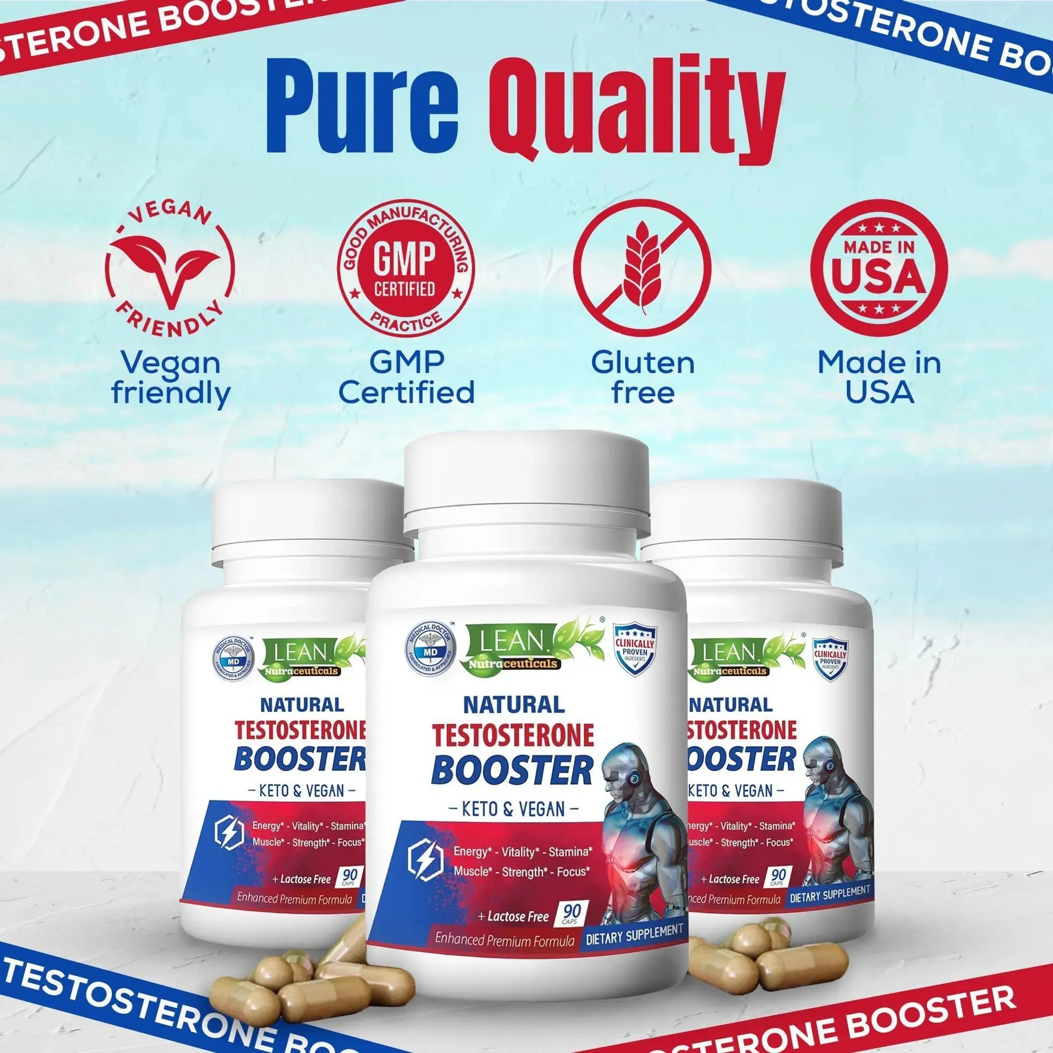 Testosterone Booster for Men Keto Vegan Lean Nutraceuticals