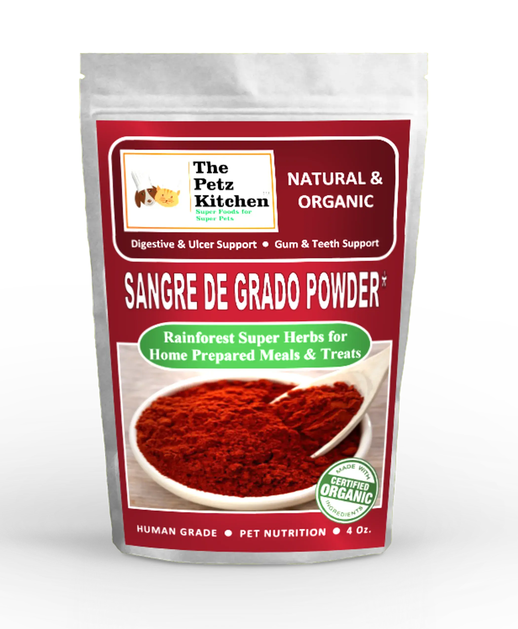 Sangre De Grado - Wound &amp; Infection Support* The Petz Kitchen - Organic &amp; Human Grade Ingredients &amp; Shakers For Home Prepared Meals &amp; Treats Organic Pet Systems
