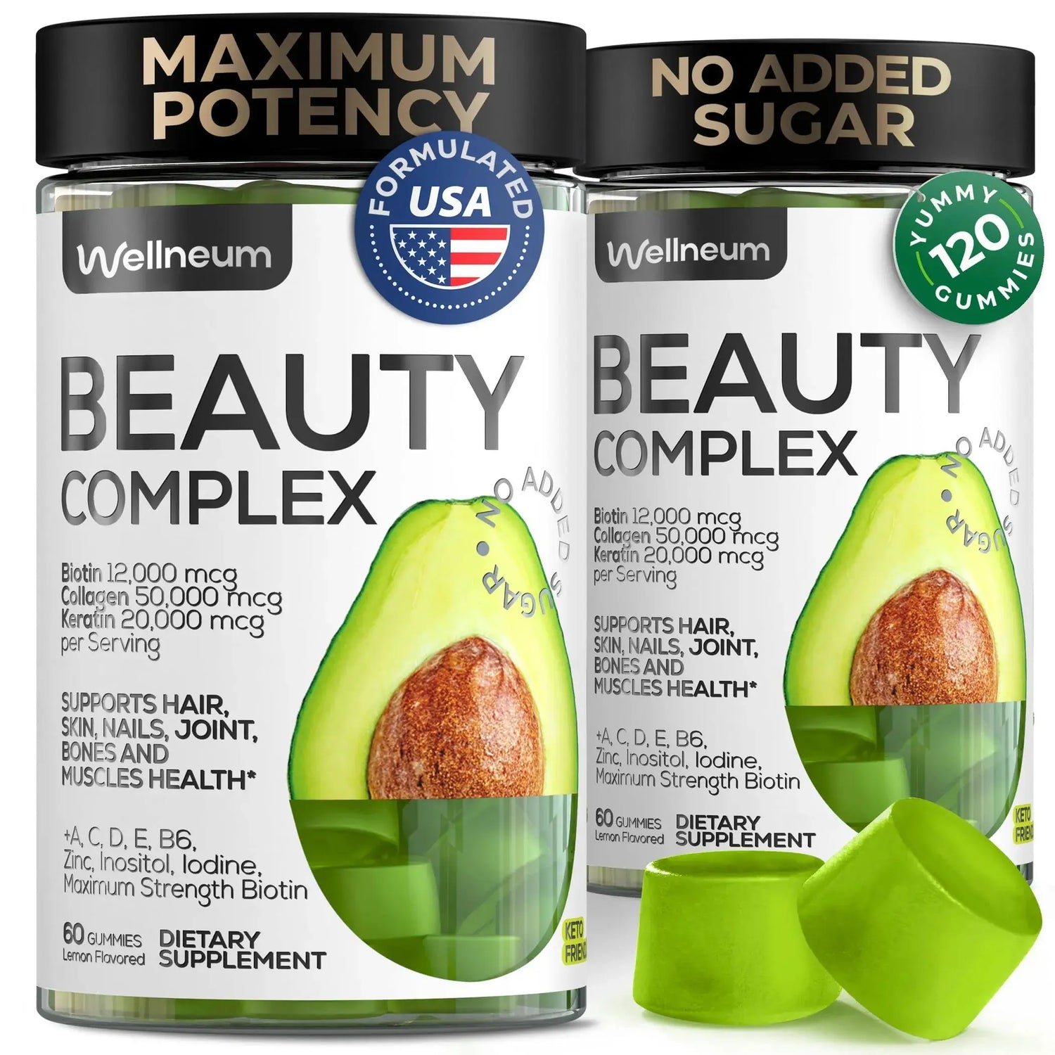 Biotin and Collagen Peptide Gummies for Hair Growth Skin and Nails Wellneum