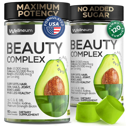 Biotin and Collagen Peptide Gummies for Hair Growth Skin and Nails Wellneum