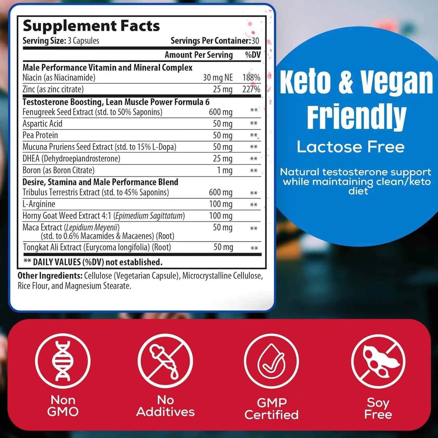 Testosterone Booster for Men Keto Vegan Lean Nutraceuticals