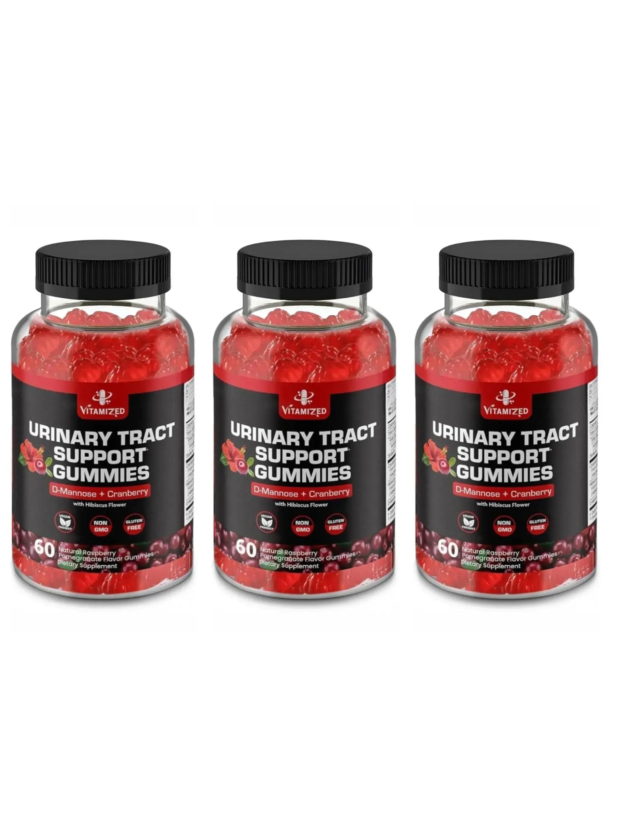 Potent Cranberry Gummies 1500mg with D Mannose Urinary Tract Health for Women &amp; Men Urinary Flush &amp; Bladder Fast Acting Support Supplements with Hibis Vitamized