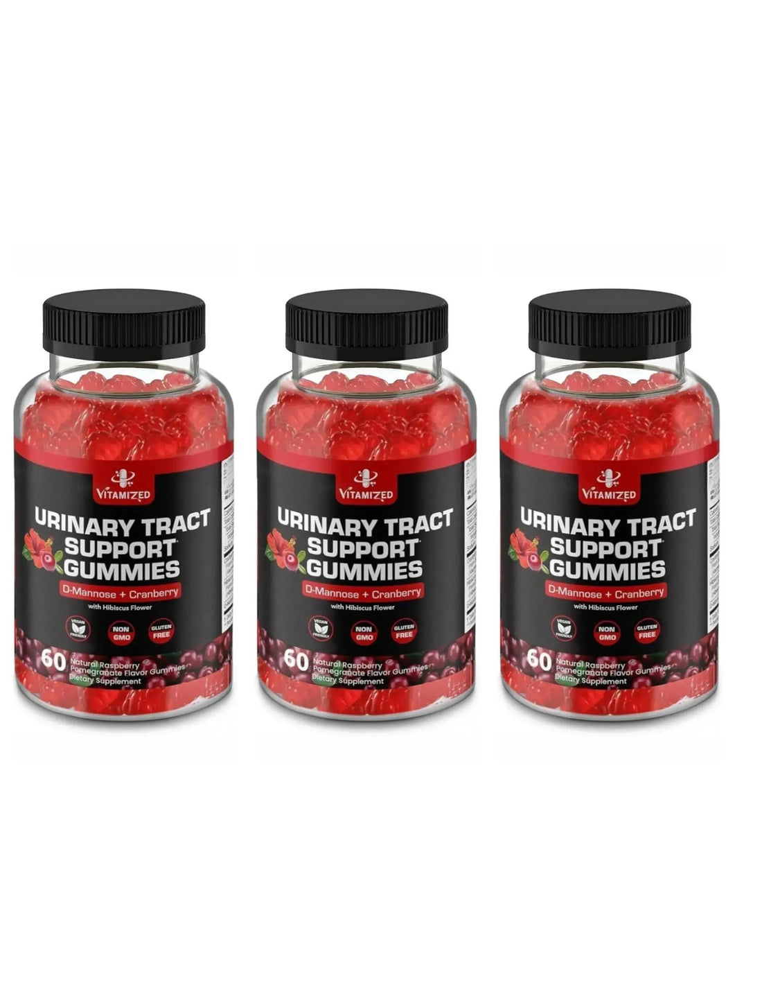 Potent Cranberry Gummies 1500mg with D Mannose Urinary Tract Health for Women &amp; Men Urinary Flush &amp; Bladder Fast Acting Support Supplements with Hibis Vitamized