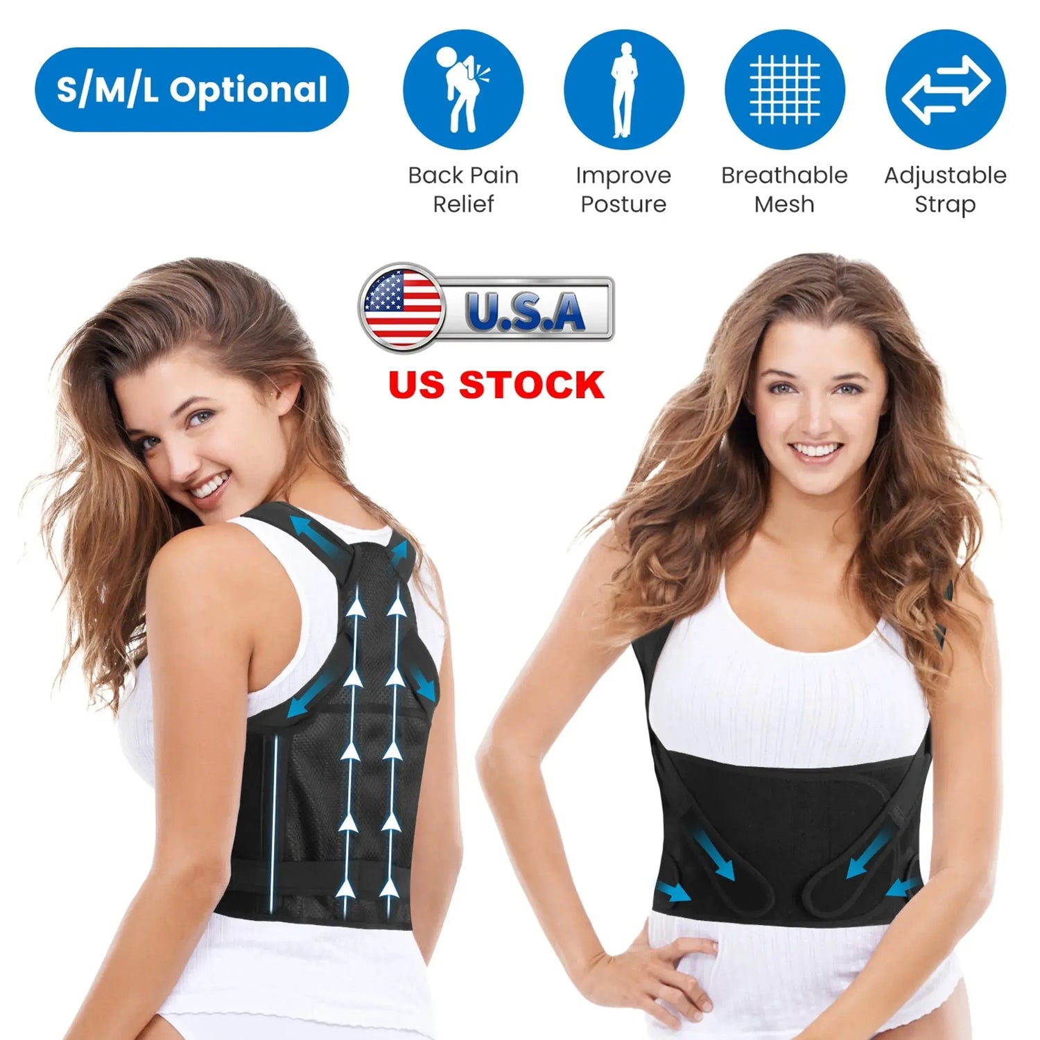 Posture Corrector for Women Men Adjustable Back Brace Linx Group