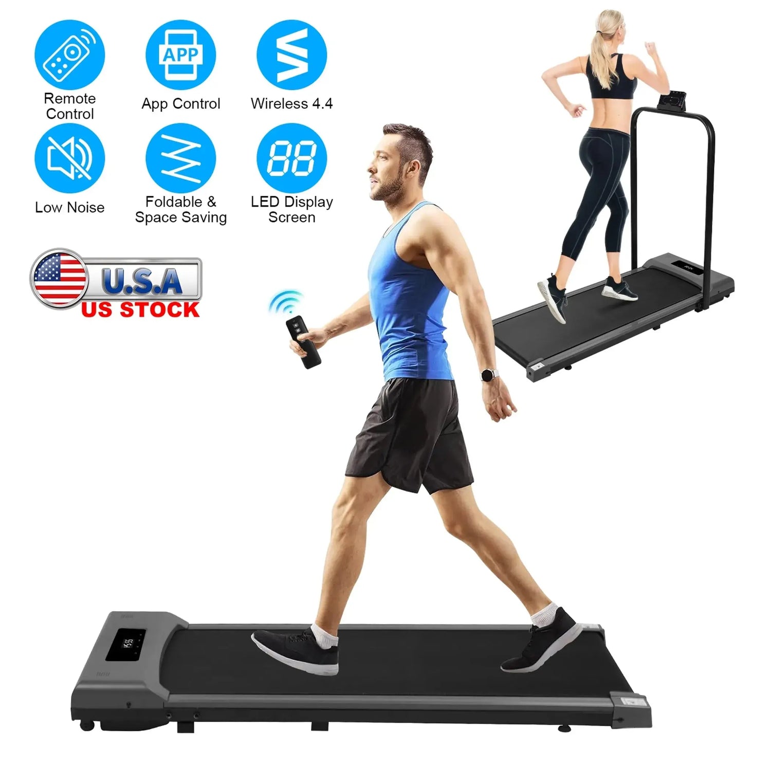 2-in-1 Under Desk Folding Treadmill Foldable Walking Pad Linx Group